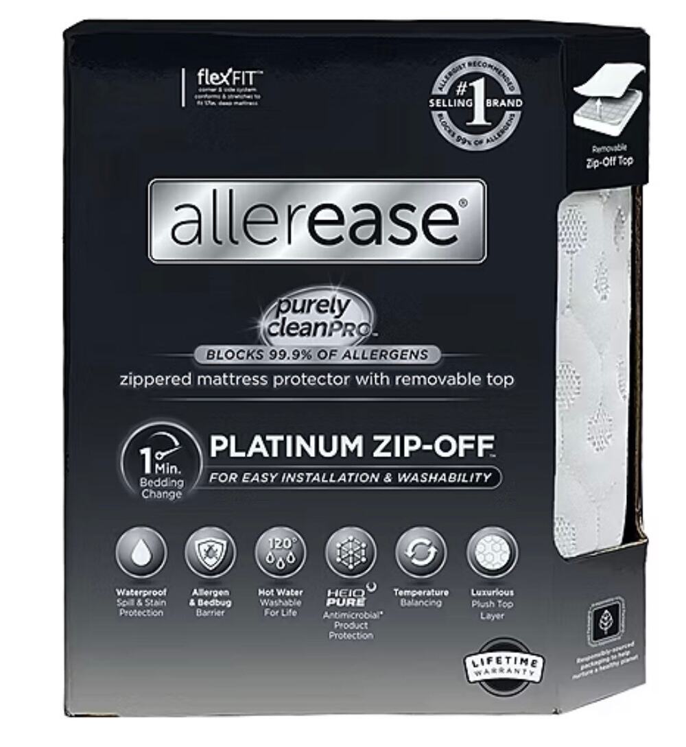 NEW! Allerease Platinum Mattress Protector Queen White